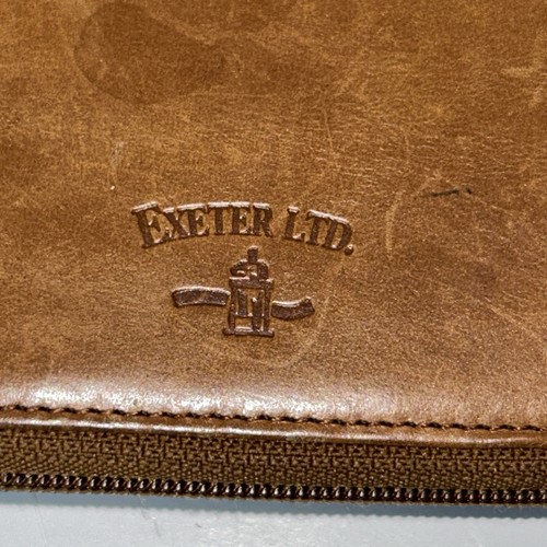 Vintage '90's Men’s Brown Leather Handbag By Exeter Ltd. Wristlet 9.25"x5.75" OD - Picture 7 of 18