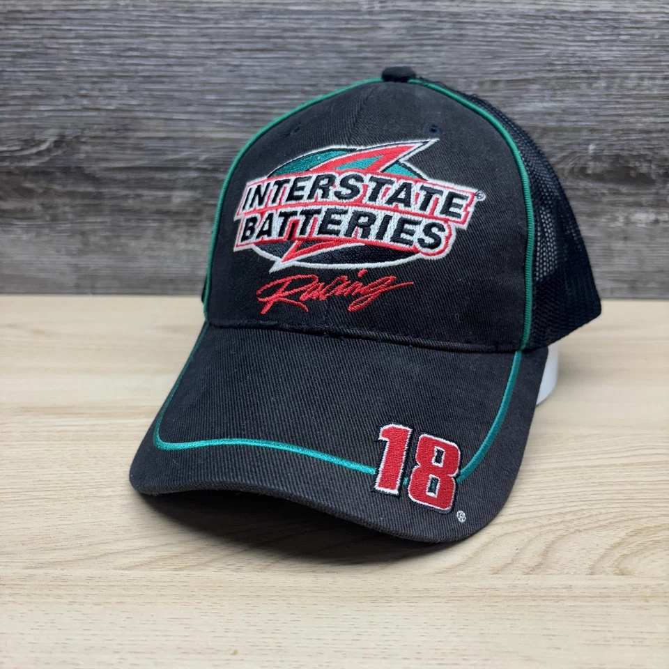 Gorra de carreras Interstate Batteries correa trasera para hombre malla negra NASCAR 18 Trucker Foto 3 de 4