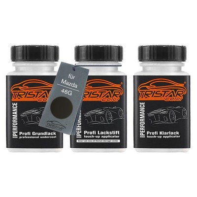 Autolack Lackstift Set für Mazda 46G Machine Grey Metallic Grund Basis Klarlack