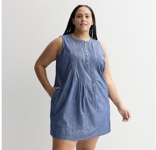 Women’s Sonoma Dark Chambray Pintuck Dress Size PL