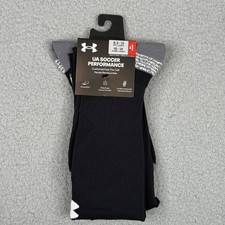 Under Armour Soccer Performance Socks Unisex Black UA Team Over Calf 1367824 New