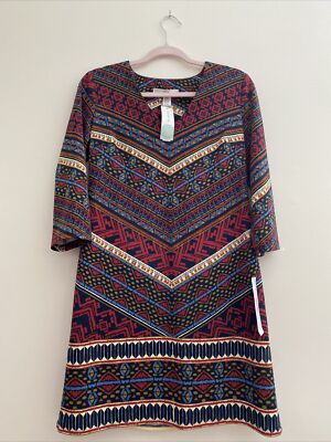 Dress Wisp retro Women size 6 Stitch Fix Gloria Ponte Knit Boho Tunic Dress NWT