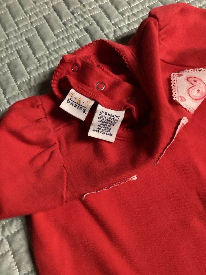 Bebé Niñas Corazón Rojo T.k.s Básicos Primer Amor Día de San Valentín Body Traje 3-6 meses Foto 4 de 4