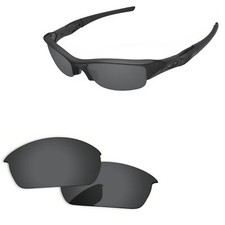 Lenslog Black Polarized Replacement Lenses for-Oakley Flak Jacket Sunglasses