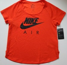 Image of NIKE AIR LOGO DRI FIT RUNNING SHORT SLEEVE TOP - TEAM ORANGE BV4004-891 WOMEN S