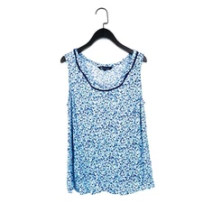 Crew Clothing Vest Top Blue Purple Ditsy Floral Scoop Neck - Size 14