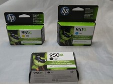 Genuine HP 951XL ink Cartridges Cyan, Yellow  950XL Black, Exp:- 2021-22