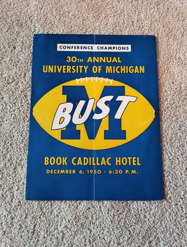 Rare 1950 Michigan Football Bust Program - Signed Tony Momsen - Snow Bowl Winner