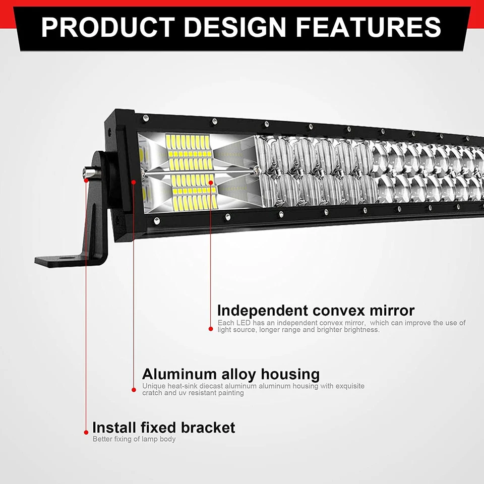 52inch Curved LED Light Bar+Mount Bracket For 99-06 Chevy Silverado 1500/1500HD — 第 3/4 张图片