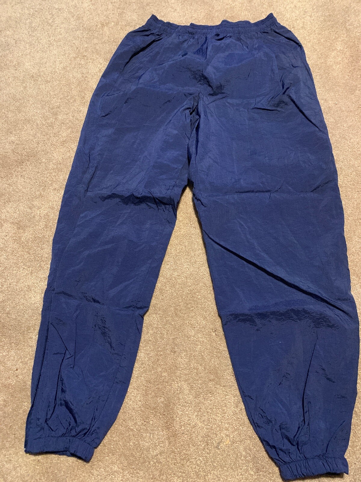 Mens Vintage Nike Blue Windbreaker Track Pants Joggers Sweatpants XL Zip Ankles eBay