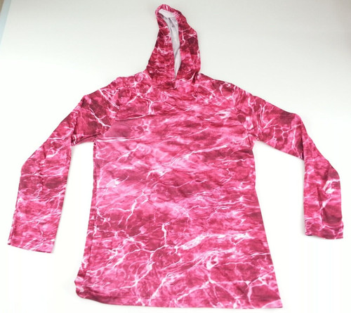 Mossy Oak Fishing Long Sleeve Top Shirt Hoodie Size XL Womens Pink Water Tye Dye