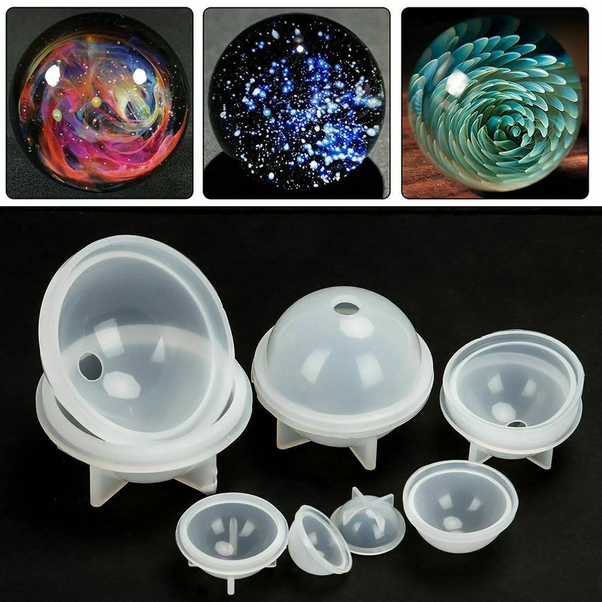 5Pcs/set Silicone Ball Mould Sphere Mold Epoxy Resin Casting DIY Making  Craft US