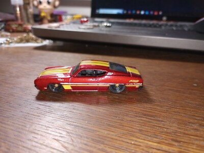 2008 Hot Wheels 69 Ford Torino Talladega Mattel Red with Yellow Stripes