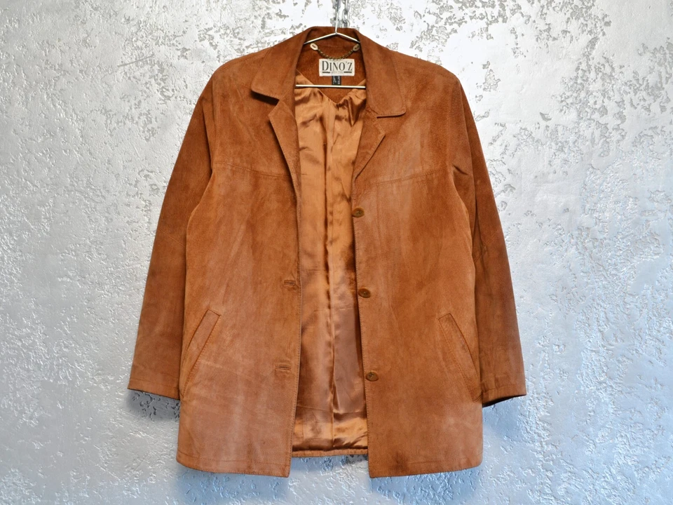 Chaqueta vaquera vintage de gamuza para mujer, blazer retro de cuero marrón occidental talla - S Foto 3 de 4