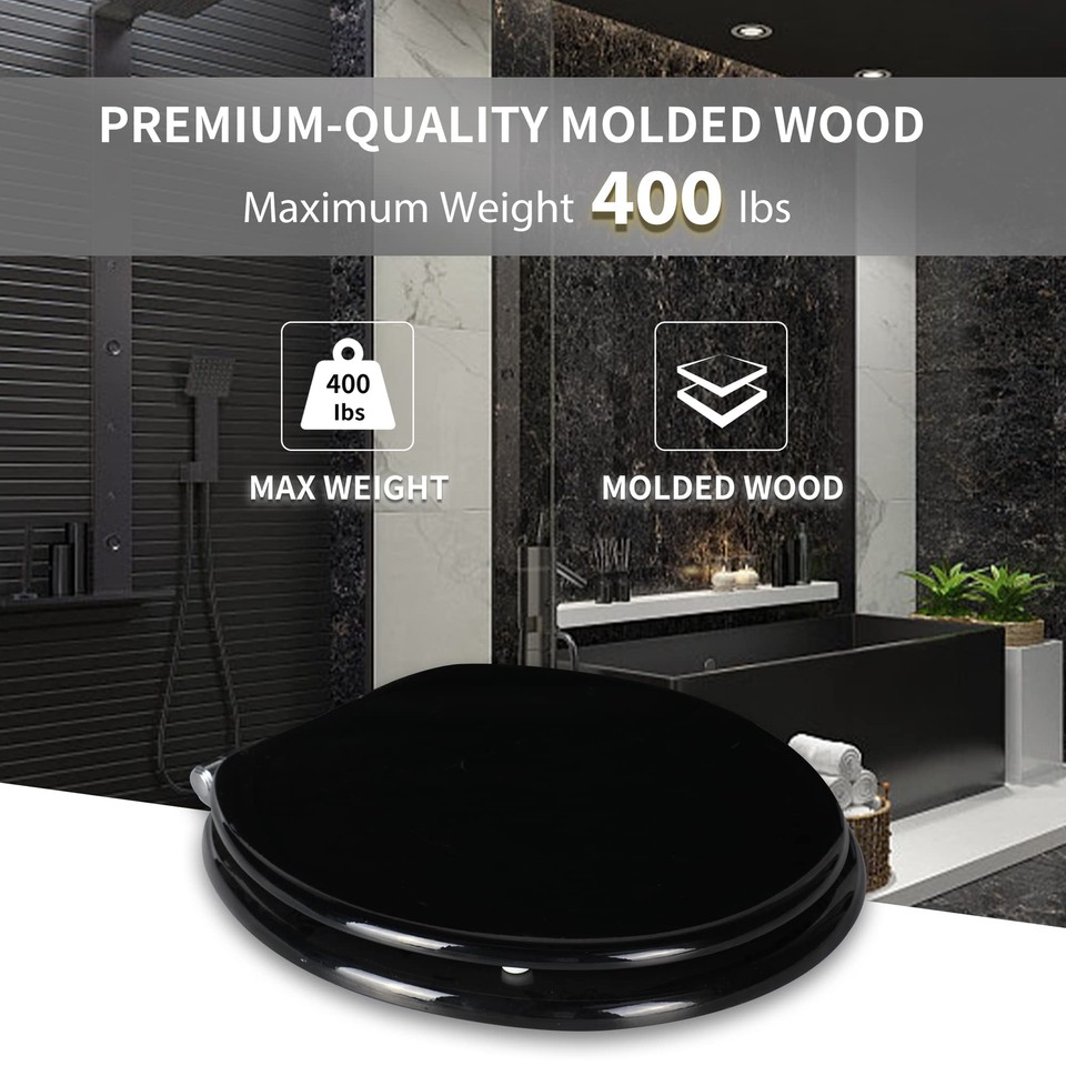 Angel Shield Toilet Seat with Zinc Alloy Hinges QuietClose Quick