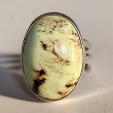 LEMON CHRYSOPRASE NATURAL GEMSTONE 925 STERLING SILVER HANDMADE JEWELRY RING
