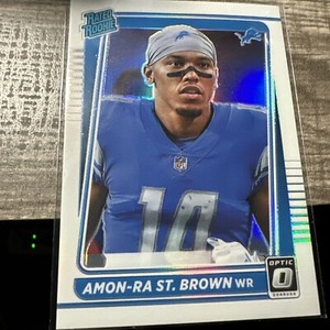 2021 Donruss Optic Amon-Ra St. Brown Rated Rookie Silver Holo Photo Variation