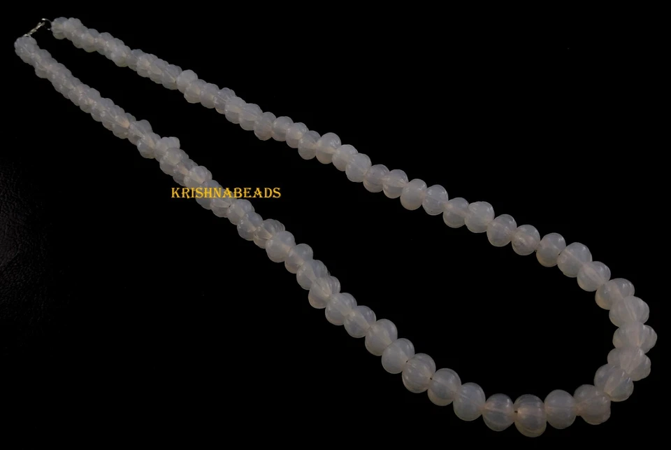 Sandía 18" Collar Blanco Opalita Tallado 6-7mm Hidro Suave Piedras Preciosas Cuentas Foto 4 de 4