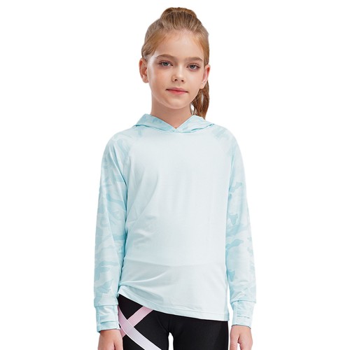 Kids Girls Boys UPF Sun Shirt Long Sleeve Hooded Sun Protection Rash Guard Shirt - Picture 16 of 45