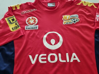 Maillot De Football Kappa Adelaide United - Taille M - Rouge - Dédicacé - Occasion Excellent état