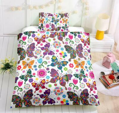 3D Flower Butterfly ZHUA305 Bed Pillowcases Quilt Duvet Cover Set Queen King Zoe