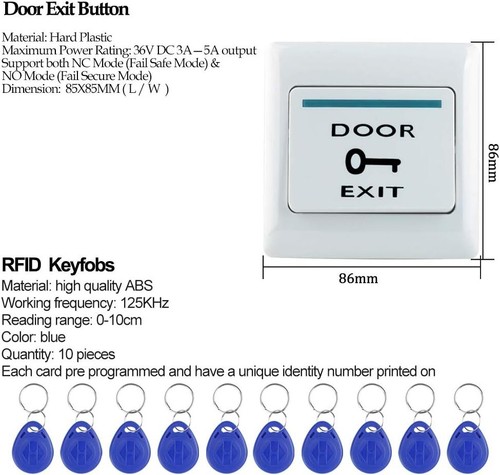 Kit de sistema de control de acceso de puerta impermeable teclado panel táctil teclado control de acceso RFID - Imagen 8 de 10