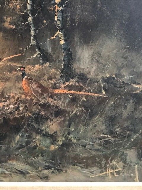"Pheasants in Landscape' original O/Canvas, sporting, signed, nice condition.
