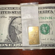 Extremely Rare Vintage Gold Bar  Heraeus 10 Grams  .9999 Fine 25 SEP 1961  Swiss