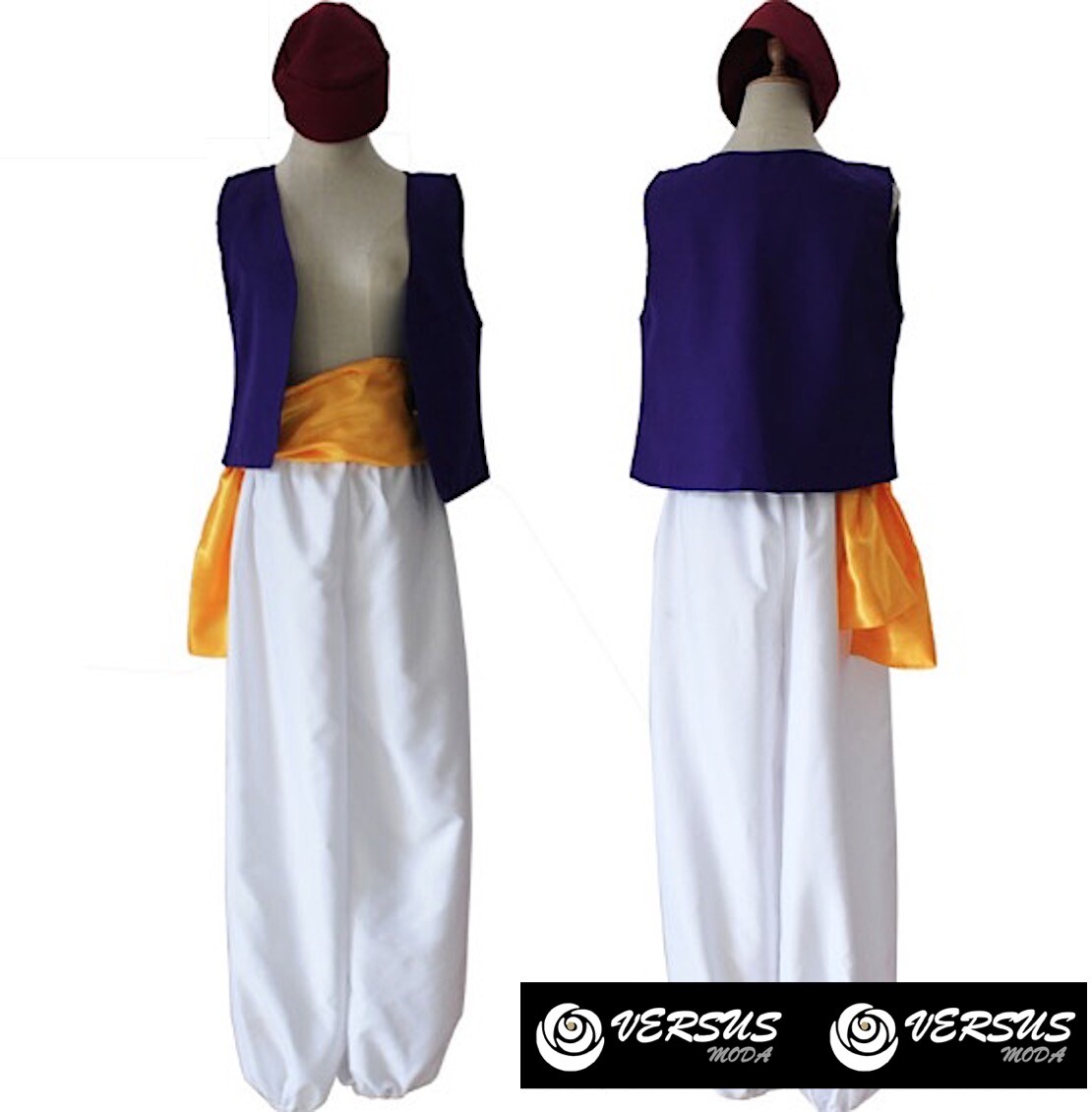 Aladino Vestito Carnevale Costume Uomo Simil Aladdin Cosplay