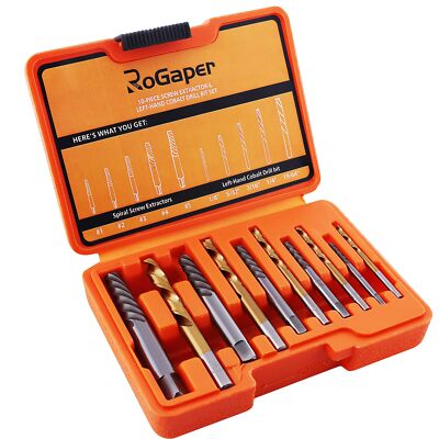 Screw Extractor and Left Hand Drill Bits Set Bolt Remover Reverse Cobalt HSS ...