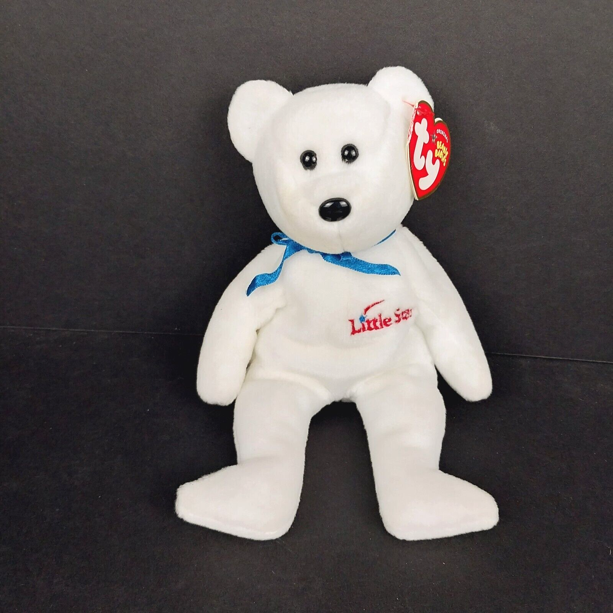 Little Star 2005 Ty Beanie Babie 8in White Plush Bear MWMT 3up