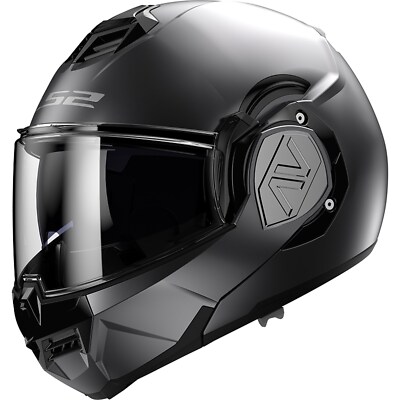 LS2 Motorcycle Helmet Size L Advant Solid FF906 Flip Up Helmet w/ Sun Visor Titanium Matte