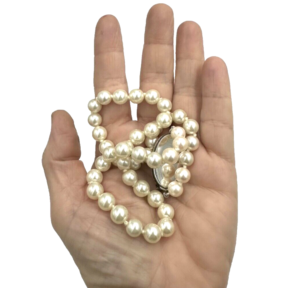 Collana di perle vintage anni '70: chiusura a triplo filo in argento sterling - Italia