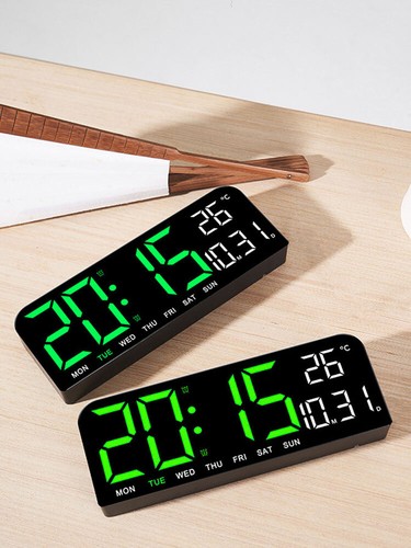 Large LED Digital Wall Clock Wall Data Time Temperature Display Bedside Alarm - Picture 15 of 17