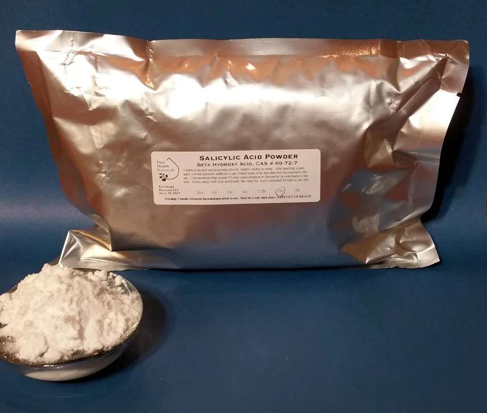 PHB Salicylic Powder Beta Hydroxy Acid Skin Peel Acne, Warts, Exfoliating Mult Sizes