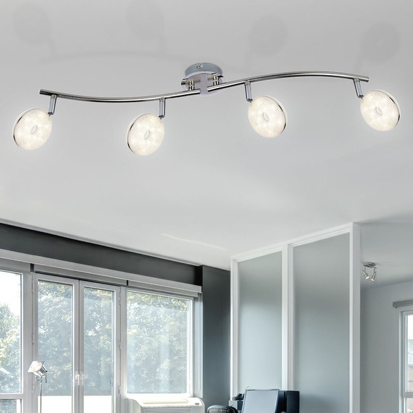 Deckenleuchte Spotleiste Spotlampe Led Strahler Verstellbar Kristalle Chrom-image