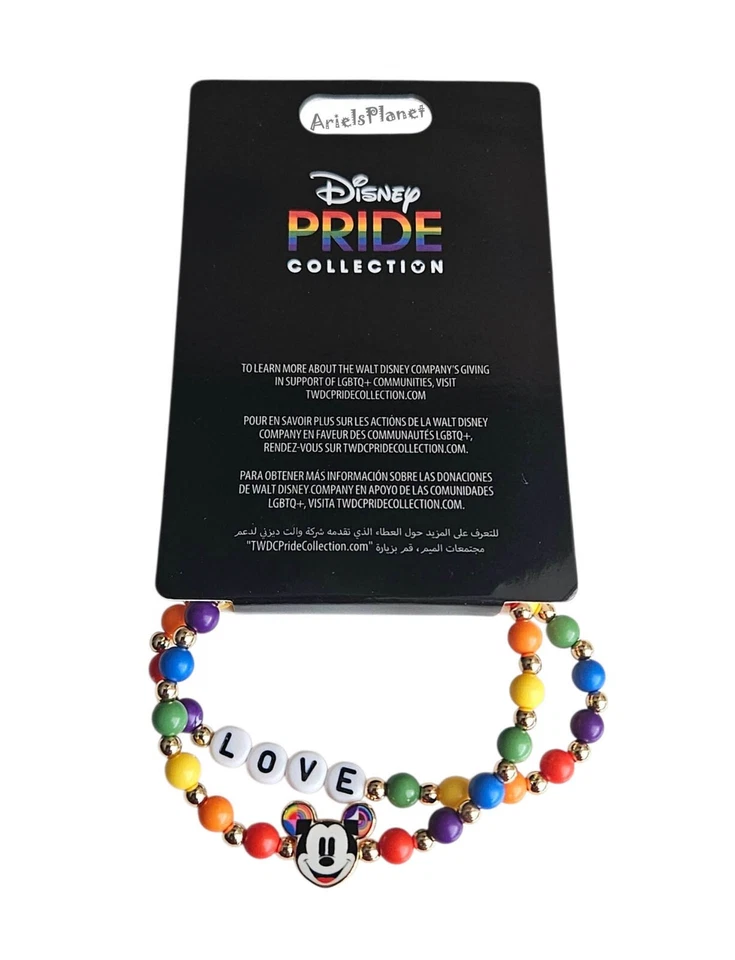 2025 Disney Parks Pride Collection Mickey Mouse Love Bracelet Set of 2