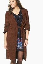 NEU: SOFTWEICH BOUCLE STRICKMANTEL CARDIGAN GÜRTEL GR. 34 ANISTON rost *287330