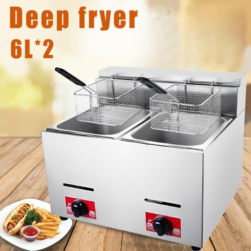 6L LPG Natural Gas Single/Double Tank Commercial Gas Fryer Catering Frying Tool - Picture 18 of 18