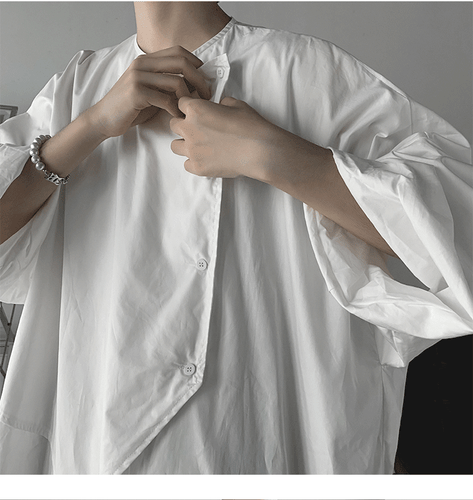 Camisa Yamamoto Japonesa Manga Corta Para Hombre Irregular Manga Corta Talla Grande Nueva - Imagen 19 de 22