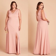 Birdy Grey Shamin Crepe Rose Quartz Bridesmaid Maxi Dress Plus XXL NWT