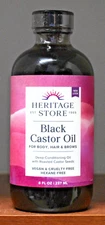 Heritage Store Black Castor Oil 8 fl oz 100% Unrefined Natural