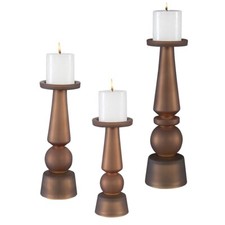 Uttermost Cassiopeia Butter Rum Glass Candleholders, Set of 3 - 18045