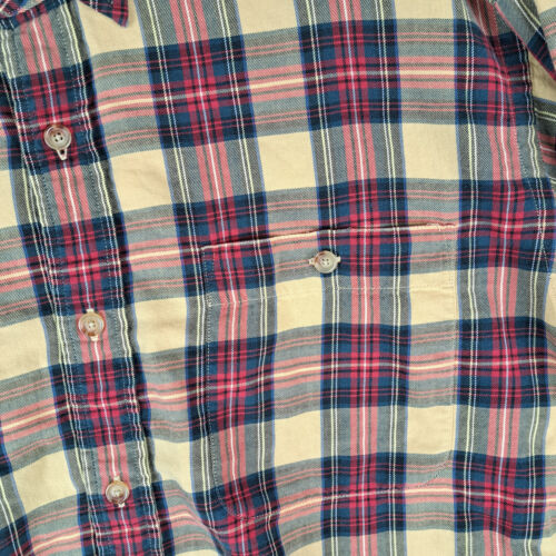 Camicia Orvis flanella uomo media gialla rossa a quadri con bottoni outdoor casual - Foto 3 di 12
