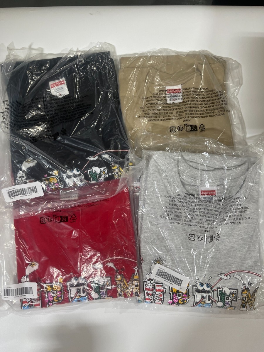 Supreme Varsity Tee Ash Grey Black Bright Blue Khaki Size S