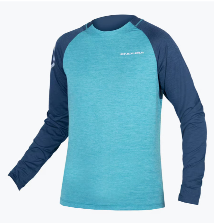 ENDURA SINGLETRACK LONG SLEEVE JERSEY'S IN TEAL-UK SIZE S