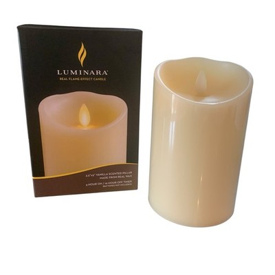 Luminara Ivory 3.5'' x 5'' Pillar Candle Vanilla Scented Real Flame Effect NEW