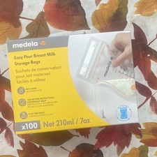 Medela Easy Pour Breast Milk Storage Bags 210ml 7oz x100 Leak Proof Freezer Safe