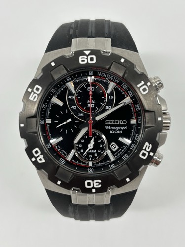 Seiko Men's SNAD61 Sport Alarm Chronograph Black