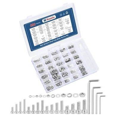 890pcs M3/M4/M5/M6 Socket Head Cap Screws Bolts Nuts Kit, 304 Stainless Steel